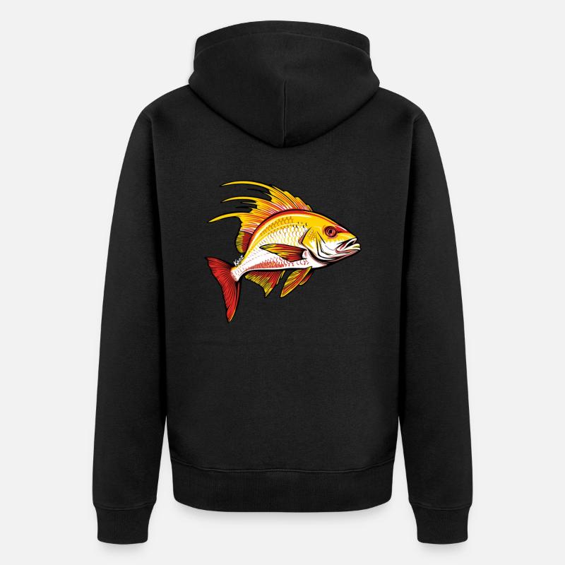 Poissons rouges et dorés - Veste à capuche bio Premium Unisexe - noir