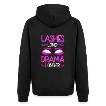 Eyelashes Long Drama Longer - Unisex Premium Organic Zip Hoodie - black - Back - Nico (187cm)