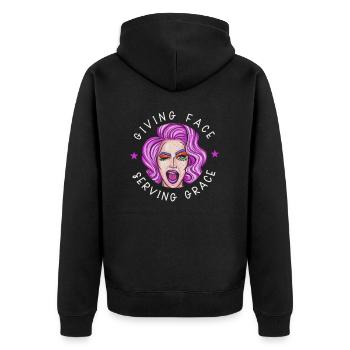 Donner la face - Servir la grâce - Veste à capuche bio Premium Unisexe - noir - Dos - Nico (187cm)
