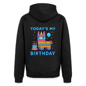 Anniversaire, Anniversaire d’enfants, Fête d’anniversaire - Veste à capuche bio Premium Unisexe - noir - Dos - Nico (187cm)
