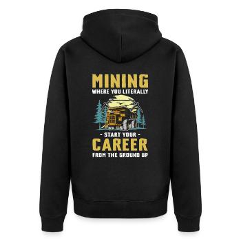 Mining Career From The Ground Up - Unisex Premium Bio Zip Hoodie - Schwarz - Hinten - Nico (187cm)