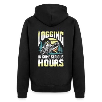 Logging In Some Serious Hours - Unisex Premium Bio Zip Hoodie - Schwarz - Hinten - Nico (187cm)