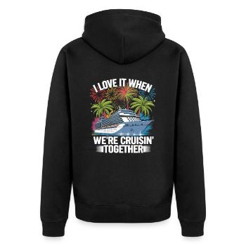 Family Cruise Kreuzfahrt We Cruisin Together - Unisex Premium Bio Zip Hoodie - Schwarz - Hinten - Nico (187cm)