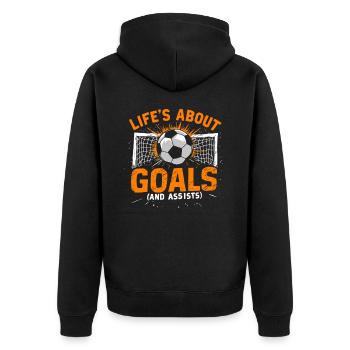Soccer, Soccer Player, Soccer Player Boy - Unisex Premium Organic Zip Hoodie - black - Back - Nico (187cm)