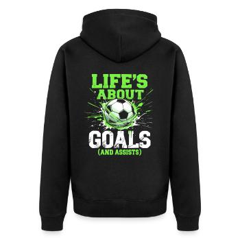 Soccer, Soccer Player, Soccer Player Boy - Unisex Premium Organic Zip Hoodie - black - Back - Nico (187cm)