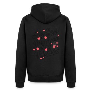 Sorry Boyz Dirty Soda is my Valentine - Unisex Premium Organic Zip Hoodie - black - Back - Nico (187cm)