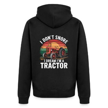 I Don't Snore I Dream I'm A Tractor - Unisex Premium Bio Zip Hoodie - Schwarz - Hinten - Nico (187cm)