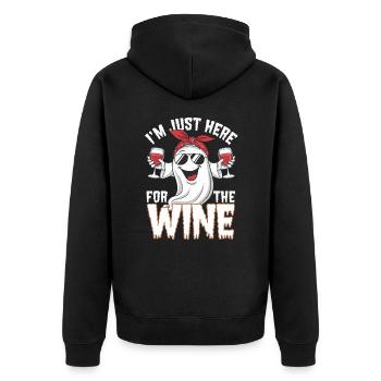 Lustiges Halloween-Geist-Design Weinliebhaber - Unisex Premium Bio Zip Hoodie - Schwarz - Hinten - Nico (187cm)