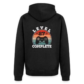 27th Wedding Anniversary 27 Years Marriage Married Gamer - Unisex Premium Organic Zip Hoodie - black - Back - Nico (187cm)