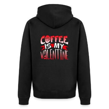 Coffee is my Valentine's Day - Unisex Premium Organic Zip Hoodie - black - Back - Nico (187cm)