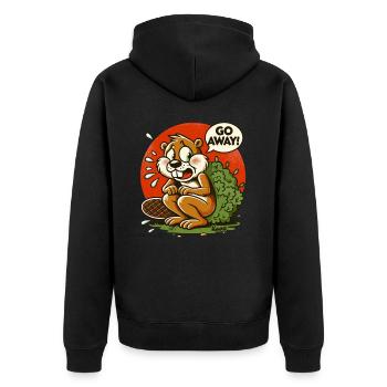 Eichhörnchen macht Pause hinter Busch, Geh weg! - Unisex Premium Bio Zip Hoodie - Schwarz - Hinten - Nico (187cm)