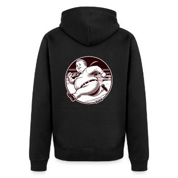 Chubby retro man running - Unisex Premium Organic Zip Hoodie - black - Back - Nico (187cm)