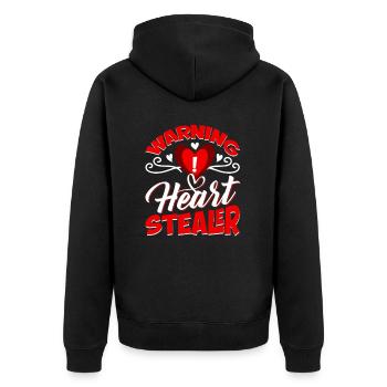 Warnung Herzensbrecher - Unisex Premium Bio Zip Hoodie - Schwarz - Hinten - Nico (187cm)