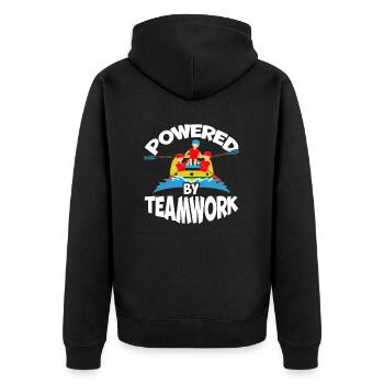 Angetrieben Durch Teamwork - Unisex Premium Bio Zip Hoodie - Schwarz - Hinten - Nico (187cm)