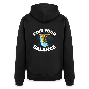 Finden Sie Ihr Gleichgewicht - Unisex Premium Bio Zip Hoodie - Schwarz - Hinten - Nico (187cm)