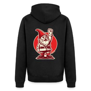 Gartenzwerg mit Faust der Freiheit - Unisex Premium Bio Zip Hoodie - Schwarz - Hinten - Nico (187cm)