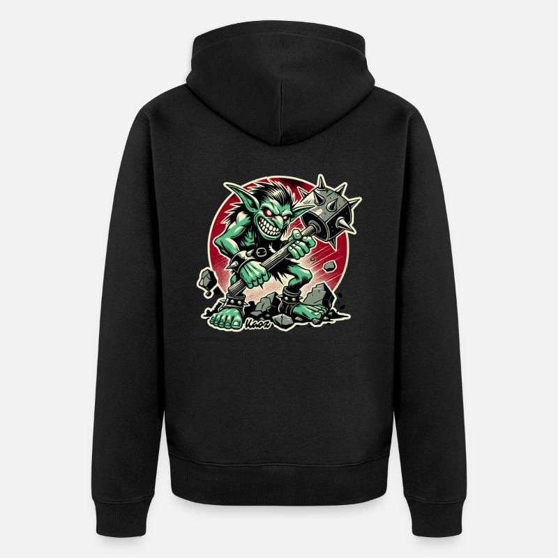 Vilain avec un gros marteau - Veste à capuche bio Premium Unisexe - noir