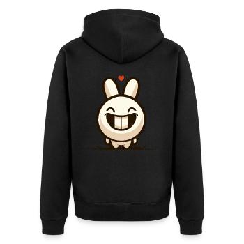 Lapin drôle avec un grand sourire - Veste à capuche bio Premium Unisexe - noir - Dos - Nico (187cm)