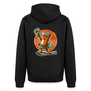 Faust hoch! Kämpferischer Çay Tee mit Löffel - Unisex Premium Organic Zip Hoodie - black - Back - Nico (187cm)
