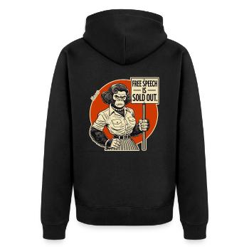 Gorille avec un bouclier : la liberté d’expression vendue - Veste à capuche bio Premium Unisexe - noir - Dos - Nico (187cm)