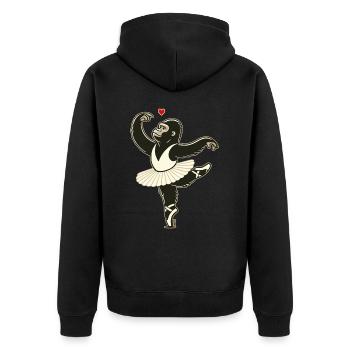 Lustiges Tanz Design mit Ballerina Gorilla - Unisex Premium Bio Zip Hoodie - Schwarz - Hinten - Nico (187cm)