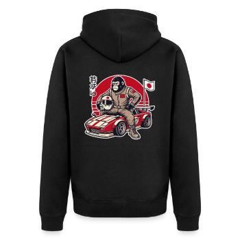 Gorille japonais en tant que pilote de course JDM - Veste à capuche bio Premium Unisexe - noir - Dos - Nico (187cm)