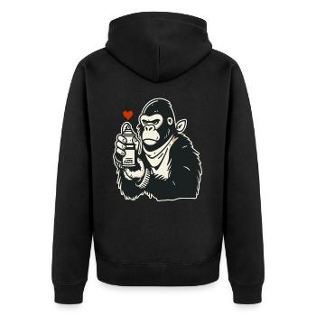 Graffiti Street Art Gorille avec Bombe aérosol - Veste à capuche bio Premium Unisexe - noir - Dos - Nico (187cm)