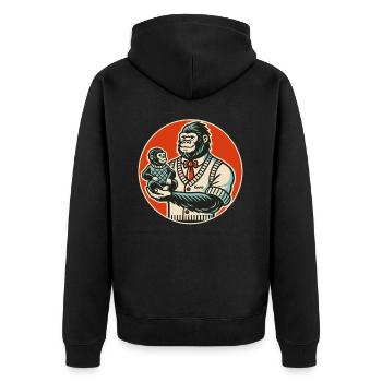 Papa gorille avec bébé - Veste à capuche bio Premium Unisexe - noir - Dos - Nico (187cm)