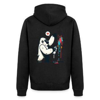 Graffiti-Gorilla mit Spraydose - Unisex Premium Bio Zip Hoodie - Schwarz - Hinten - Nico (187cm)