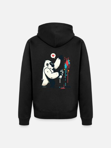 Graffiti-Gorilla mit Spraydose - Unisex Premium Bio Zip Hoodie - Schwarz