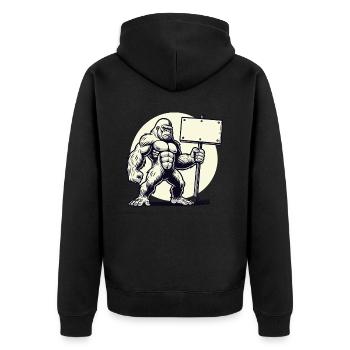 Un gorille fort avec un bouclier vierge : votre texte ici ! - Veste à capuche bio Premium Unisexe - noir - Dos - Nico (187cm)