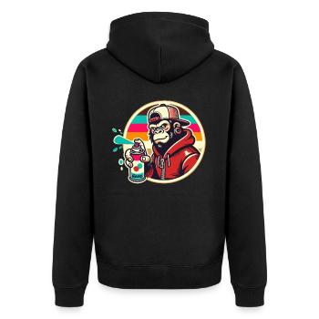 Graffiti Gorilla mit Spraydose - Unisex Premium Bio Zip Hoodie - Schwarz - Hinten - Nico (187cm)