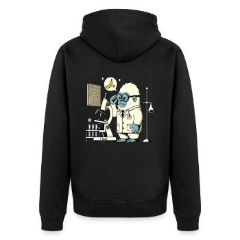 Wissenschaftler-Gorilla-Affe im Labor - Unisex Premium Bio Zip Hoodie - Schwarz - Hinten - Nico (187cm)