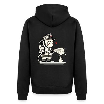 Kleiner Gorilla-Feuerwehrmann - Unisex Premium Bio Zip Hoodie - Schwarz - Hinten - Nico (187cm)