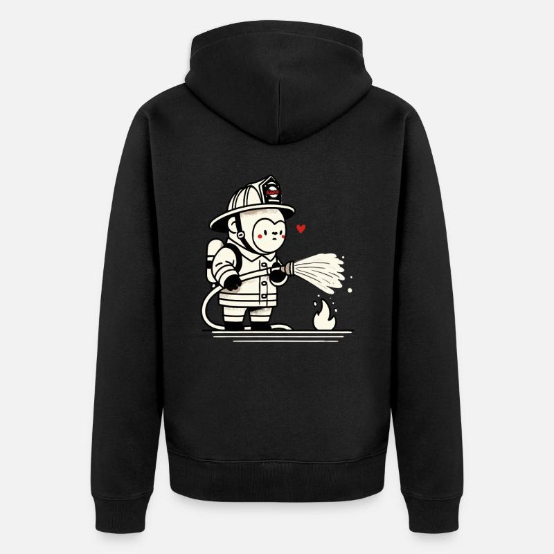 Petit gorille pompier - Veste à capuche bio Premium Unisexe - noir