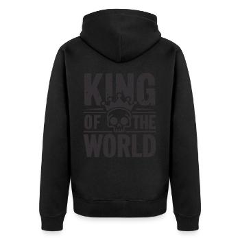 Skull and crossbones with crown King of the World - Unisex Premium Organic Zip Hoodie - black - Back - Nico (187cm)