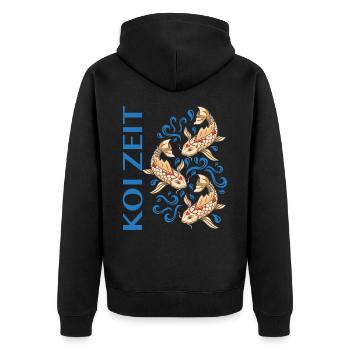 Koi Time Saying Koi Carp Lover - Unisex Premium Organic Zip Hoodie - black - Back - Nico (187cm)