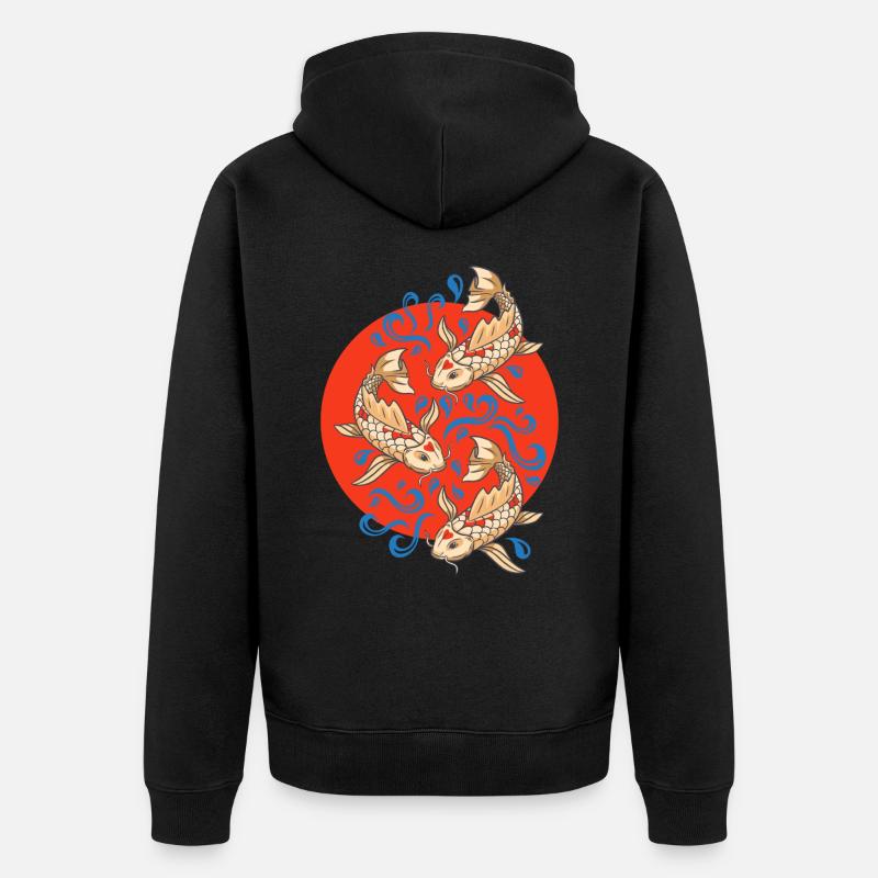 Poissons Koi Koi Carpes Lovers - Veste à capuche bio Premium Unisexe - noir