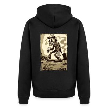 Skelett-Gentleman im Friedhof - Unisex Premium Bio Zip Hoodie - Schwarz - Hinten - Nico (187cm)