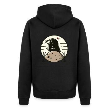 Taupe heureuse sur la colline - Veste à capuche bio Premium Unisexe - noir - Dos - Nico (187cm)