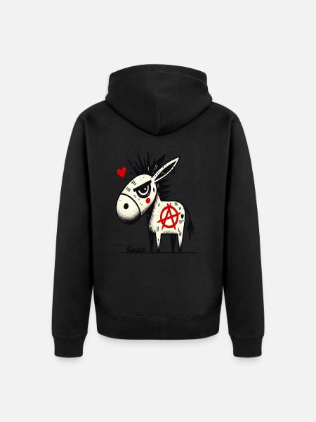 Rebellious & Funny: Anarchy Punk Donkeys - Unisex Premium Organic Zip Hoodie - black