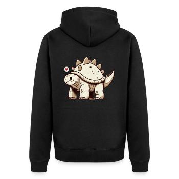 Cute dinosaur with heart - Unisex Premium Organic Zip Hoodie - black - Back - Nico (187cm)