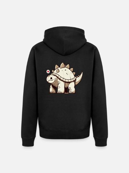 Cute dinosaur with heart - Unisex Premium Organic Zip Hoodie - black