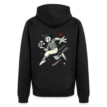 Französischer Pantomime spielt American Football - Unisex Premium Bio Zip Hoodie - Schwarz - Hinten - Nico (187cm)