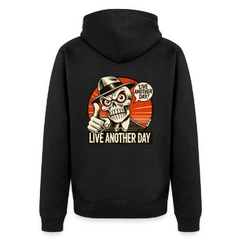 Live another day, saying by Mr. Skull - Unisex Premium Organic Zip Hoodie - black - Back - Nico (187cm)