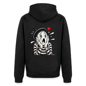 Dramatischer Pantomime – Liebe oder Verzweiflung? - Unisex Premium Bio Zip Hoodie - Schwarz - Hinten - Nico (187cm)