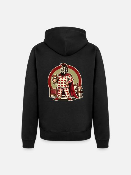 Grumpy Spartan in heart pajamas - Unisex Premium Organic Zip Hoodie - black