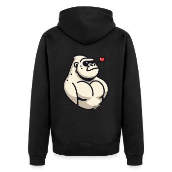 Strong, proud and charming – Gorilla - Unisex Premium Organic Zip Hoodie - black - Back - Nico (187cm)