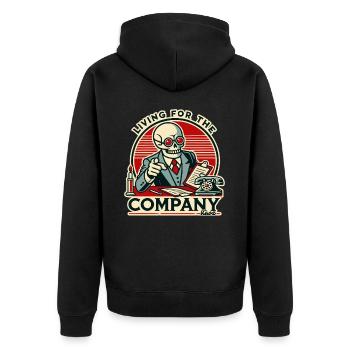 Büro-Leben für die Firma, Arbeiten bis zum Tod - Unisex Premium Bio Zip Hoodie - Schwarz - Hinten - Nico (187cm)