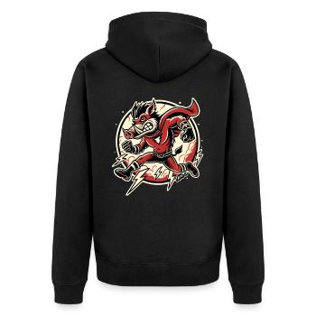 Super Wild Boar – Lightning fast and unstoppable! - Unisex Premium Organic Zip Hoodie - black - Back - Nico (187cm)